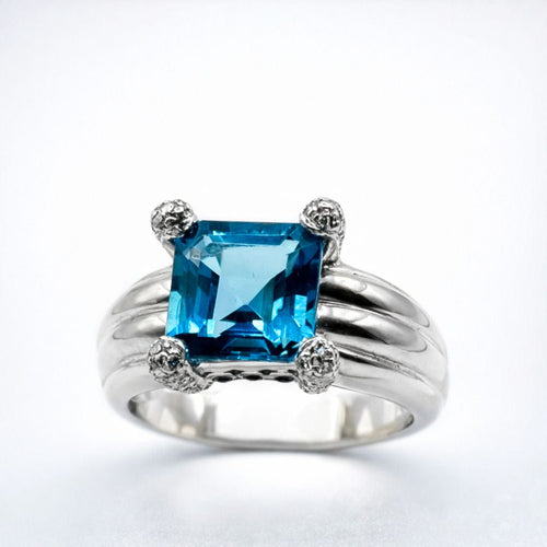 Anillo platino topacio 58 Facettes 50112