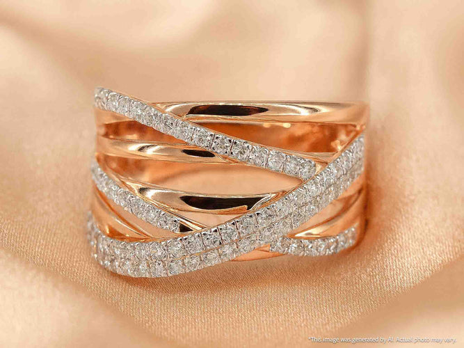 Bague 54 Bague en or rose sertie de diamants taille brillant 58 Facettes 2182