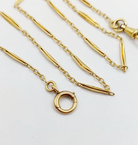 Chaîne giletière de montre antique or jaune 18k maillons finement travaillés (circa 1900) 58 Facettes A05186