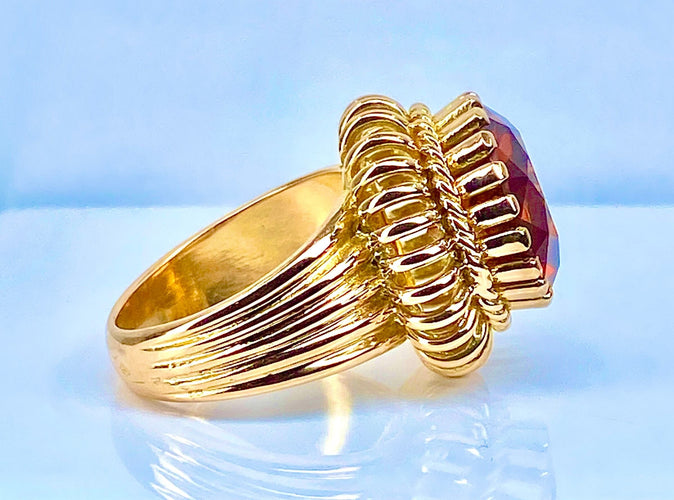 Bague 51.5 Bague en or jaune 18 carats et citrine Madère 58 Facettes AB496