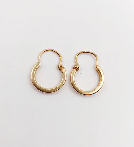 Boucles d'oreilles Mini créoles art déco or rose 18k finement travaillées (circa 1970) 58 Facettes A06268