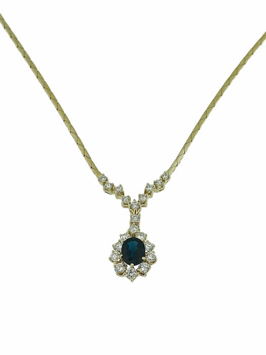 Collier Collier pendentif en or jaune avec diamants et saphirs 58 Facettes