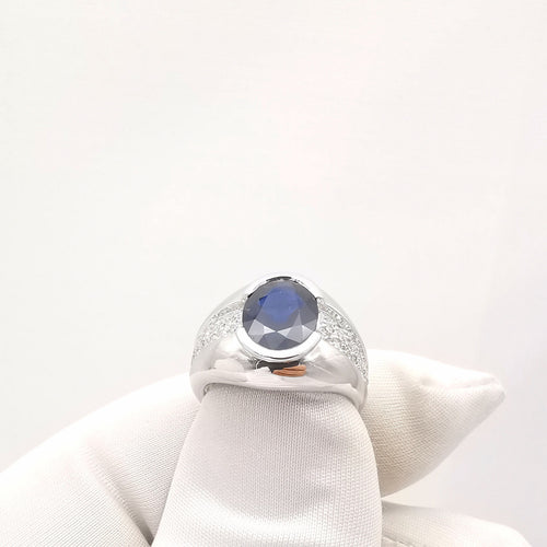 Bague 53 Bague or blanc saphir et diamants 58 Facettes