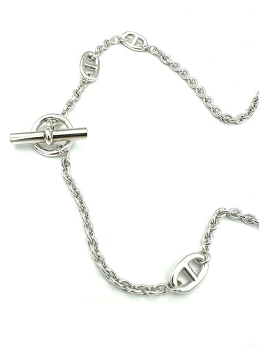 Collier HERMES. Collection "Farandole", sautoir argent 80cm 58 Facettes