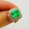 Bague 53 Bague en or jaune et platine avec une émeraude et des diamants 58 Facettes 50323