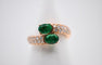 Bague 54 Duo Ring of Emeralds and Diamonds Pink Gold 58 Facettes
