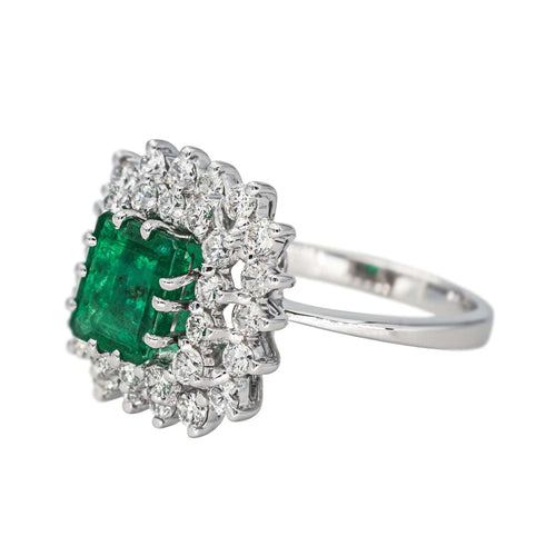 Bague 51 Bague Pompadour  Or blanc Emeraude, Diamant 58 Facettes 4526723RV