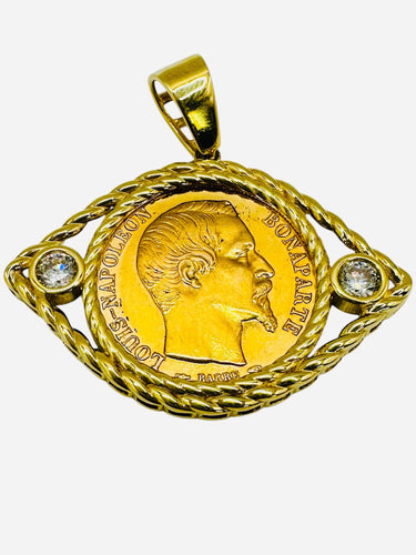 Pendentif Pendentif œil impérial avec Louis d’or 20 Francs Napoléon III 58 Facettes