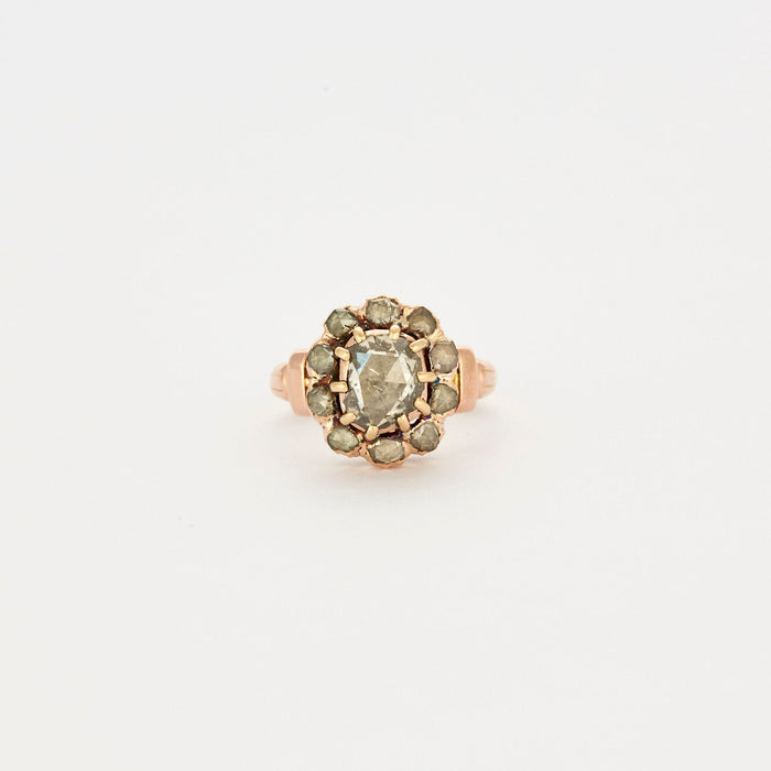 Old rose gold and diamond ring