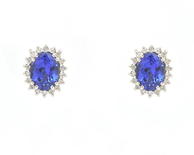 Boucles d'oreilles Boucles d'oreilles en or blanc avec tanzanites et diamants 58 Facettes 12247