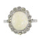 Bague 57 Bague de fiançailles vintage en platine avec diamants et opale 58 Facettes 21019-0035