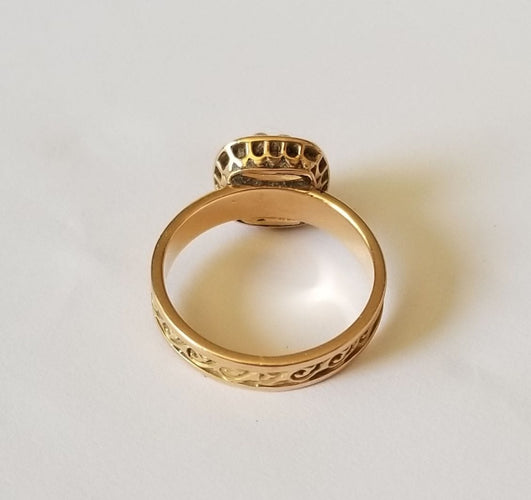 Bague 55 Bague or jaune 18k - Saphir 0.70 carats et perles - Tdd 55/56 - 5.41 grs 58 Facettes