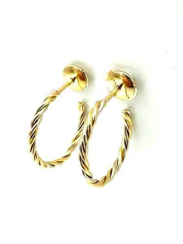 CARTIER. Colecția "Trinity", cercei rotunzi trei culori de aur răsuciți 