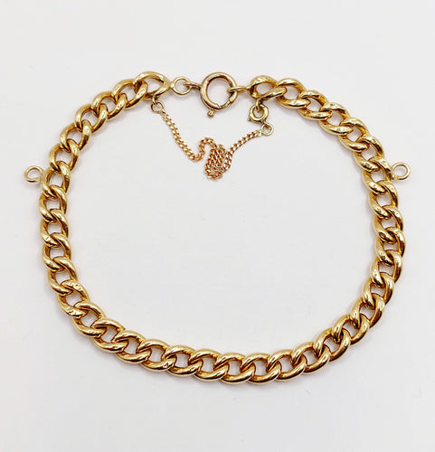 Bracelet Bracelet vintage or jaune maille gourmette et 2 anneaux pour charm 58 Facettes A06355