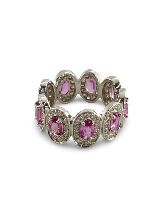 Bague 53 Bague or blanc saphirs roses et diamants 58 Facettes