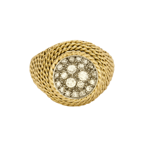 Boucheron - Bague en or jaune tressée sertie de diamants