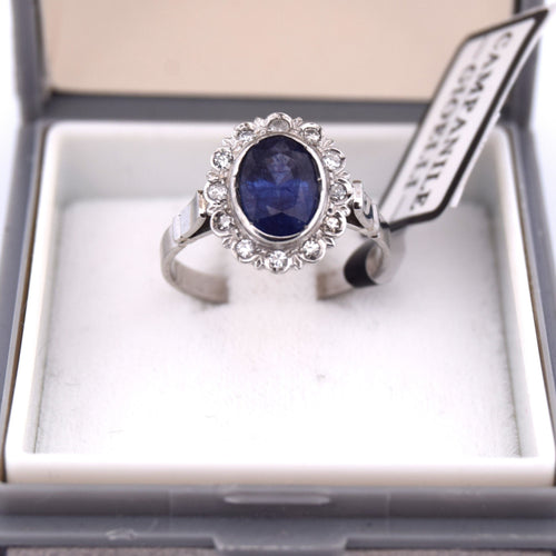 Bague 53 Bague en platine, saphir et diamant 58 Facettes