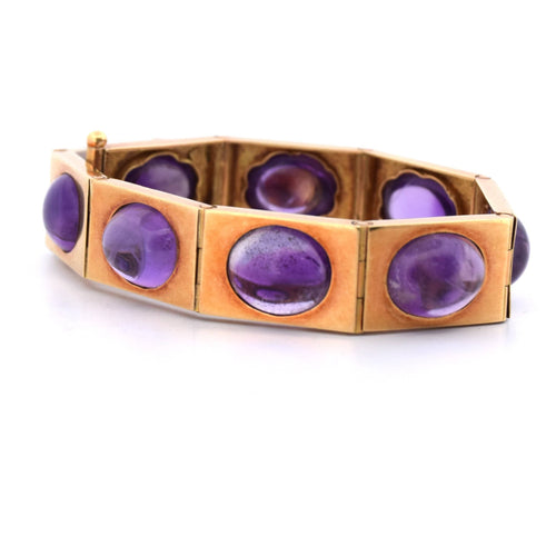 Bracelet Bracelet vintage en or jaune avec améthystes 58 Facettes