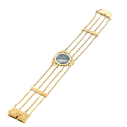 Bracelet Bracelet néo classique en or jaune et émail de feu 58 Facettes COL3322X3