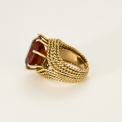 Bague 50 Bague cocktail en Or jaune et saphir de synthèse. 58 Facettes PER0443