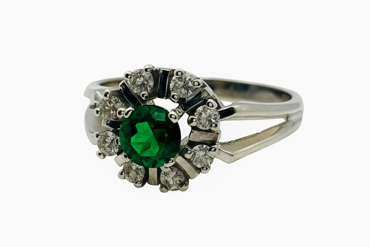 Bague 57 Bague en or blanc avec tourmaline et diamants 58 Facettes 50315