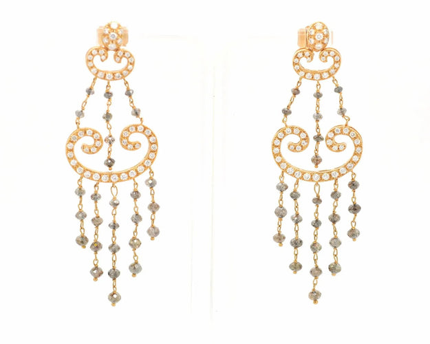 Orecchini in oro rosa con diamanti bianchi e neri 58 Facettes 8910