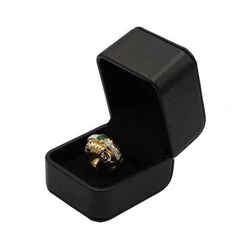 Bague 55 Bague - Or jaune émeraude et diamants 58 Facettes 1032