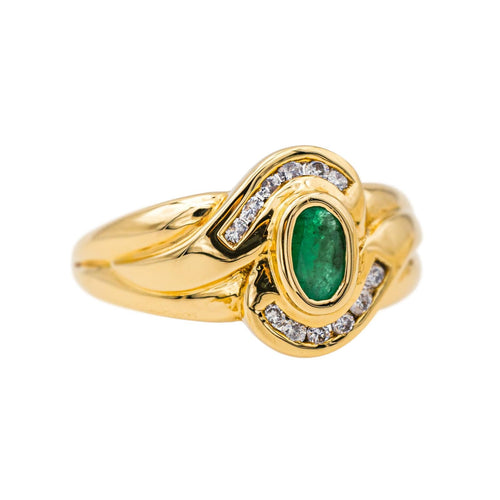 Bague 50 Bague  Or jaune Emeraude, Diamant 58 Facettes 4191878CN