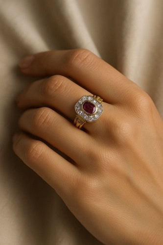 Bague 50 AUGIS - Bague Art Déco vers 1930 en or, rubis et diamants 58 Facettes