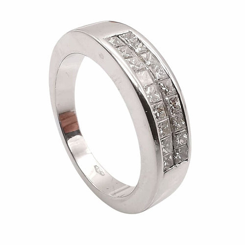 Bague 50 Alliance or blanc & diamants 58 Facettes