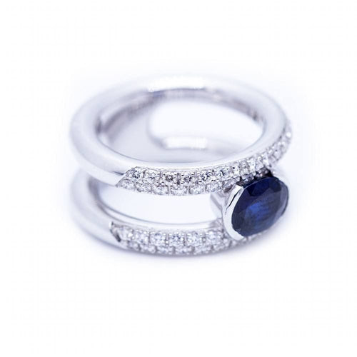Bague 52 diamonds and sapphire ring 58 Facettes N102924EJ