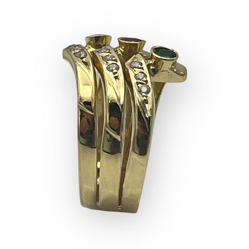 Bague 52 Bague trio saphir rubis émeraude 58 Facettes 149057139
