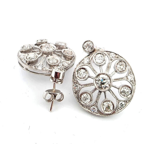 Boucles d'oreilles Boucles d'oreilles en platine avec diamants 58 Facettes