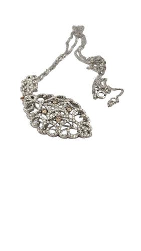 Collier Collier avec pendentif ajouré or blanc et diamants 58 Facettes