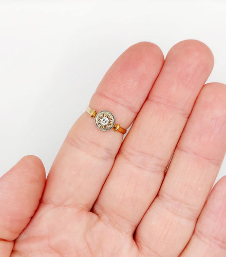 Bague 54 Bague solitaire art deco or jaune 18k diamant taille ancienne 58 Facettes A05903