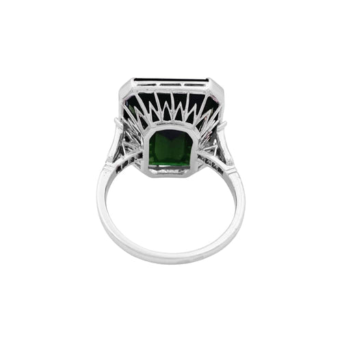 Bague 51 Bague or blanc et platine sertie d'une tourmaline et de diamants. 58 Facettes 34918