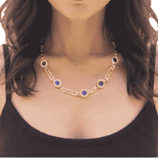 Collier Collier vintage en or jaune 18kt et émaux bleus 58 Facettes