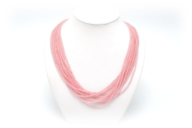 Collier Collier contemporain en perles de quartz rose avec fermoir en or jaune 58 Facettes 13819