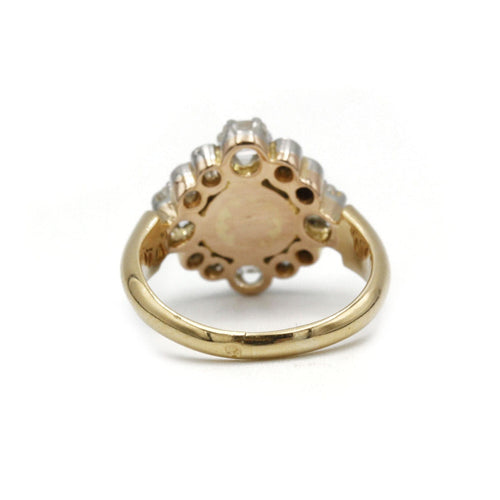 Bague 46.5 Bague - Or jaune, diamants et perle 58 Facettes 1196