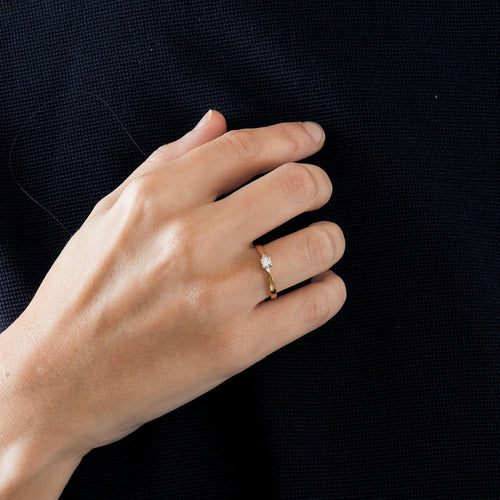 Bague 54 Solitaire or jaune et blanc diamants 58 Facettes 3131719