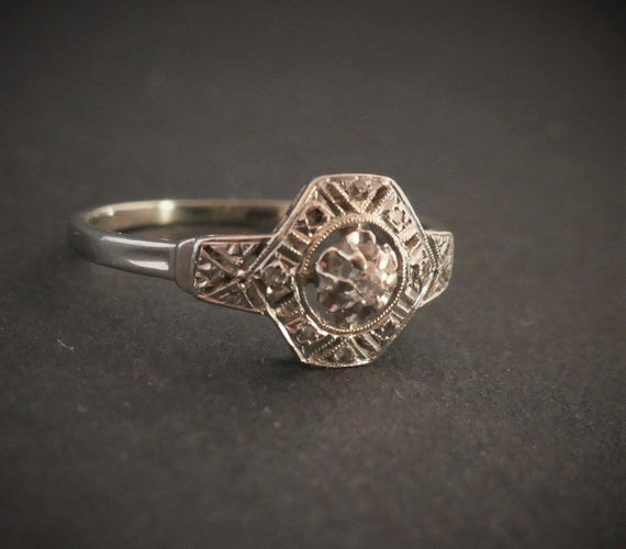 Squillo Art Deco Diamanti platino E Oro Bianco