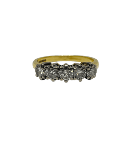 Bague 55 Bague or jaune, 5 diamants 1,15 carat 58 Facettes