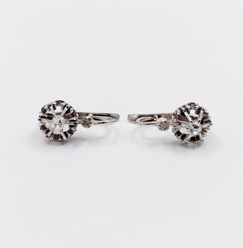 Dormeuses or blanc, diamants taille rose (circa 1900) 58 Facettes A05977