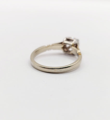 Bague 52 Bague solitaire Art déco en or blanc 18k et platine, diamant 0,43 carat 58 Facettes A06462