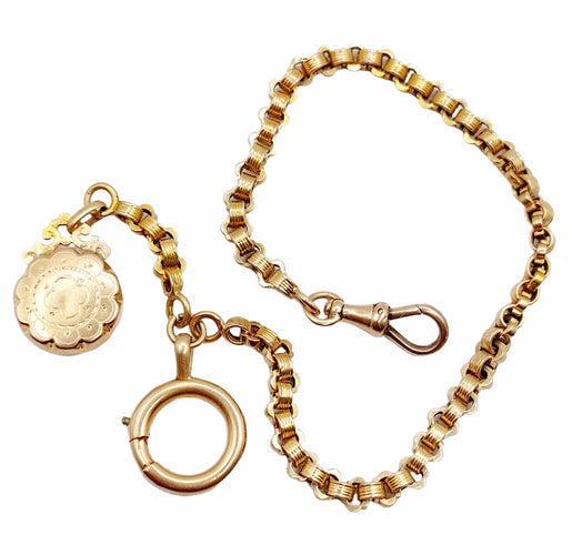 Montre Chaîne giletière de montre antique or rose 18k pendentif ciselé (circa 1900) 58 Facettes A05002