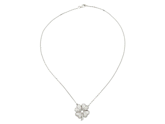 Collier collier pendentif fleur camelia or blanc 18k 119 diamants 1.63ct 9.3gr 58 Facettes 270129