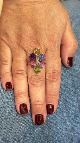 Bague 61 Bague multi pierres or jaune 18 carats 58 Facettes