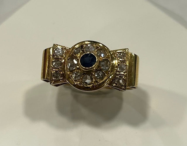 Bague 58 Bague tank or jaune saphir diamants 58 Facettes LP34