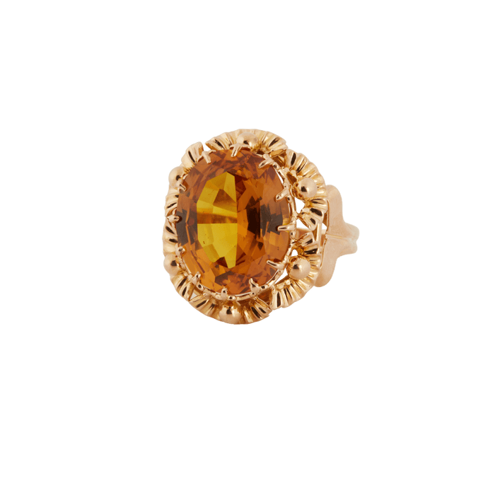 Anello in oro giallo e citrino ovale