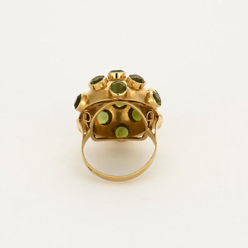 Bague 49,5 Bague dôme en or jaune et tourmalines vertes 58 Facettes MAN1695X2